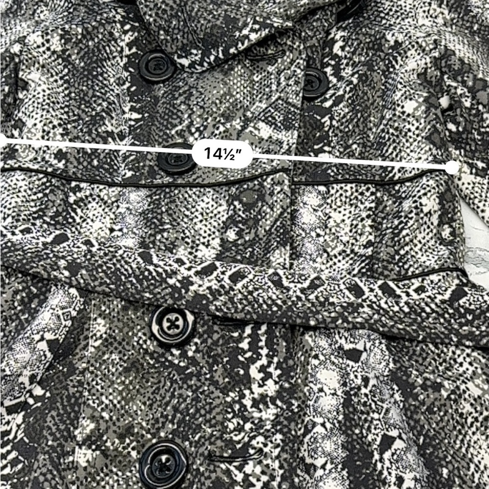Y2K Candie's Black Grey & White Snake-Print Trench Coat with Belt Size Medium - Picture 12 of 12